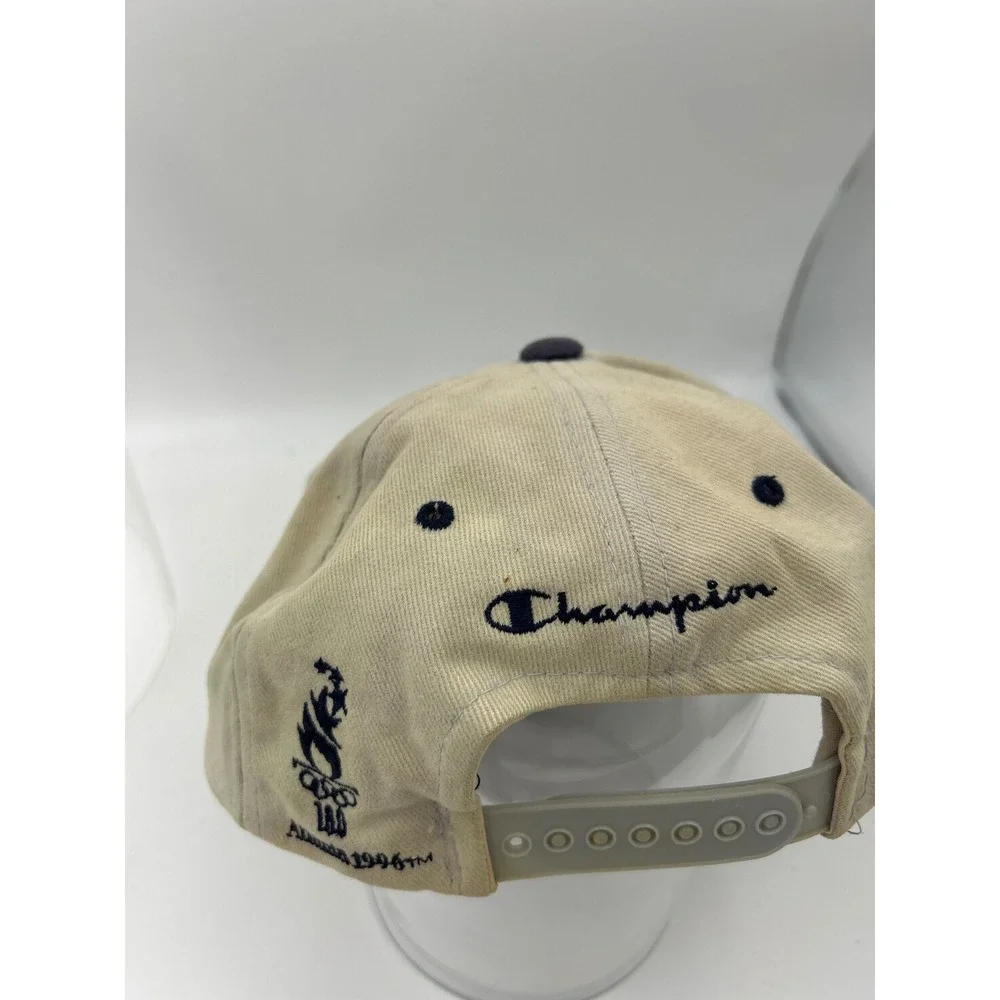 Vintage Champion 1996 Atlanta Centennial Olympic Games Snapback Hat Khaki Navy